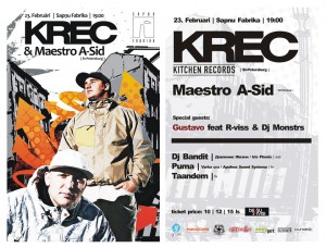 KREC & Maestro A-Sid (St-Peterburg) 23. februārī Sapņu Fabrikā