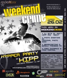 Weekend Crime piedāvā „Hypper Party by DJ Hipp”