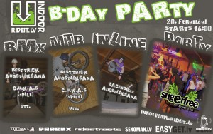 Tukumā notiks RIDEIT indoor B-day Party