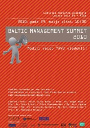 Starptautiskajā konferencē „Baltic Management Summit 2010” piedalīsies izcili Vācijas un Latvijas komunikācijas speciālisti